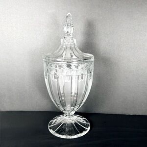 Antique 1920s Heisey Glass Recessed Panel Candy Apothecary Jar Cutting Floral